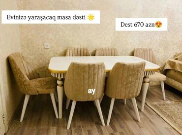 Sifarişlə masa və oturacaq dəstləri: Dördbucaq masa, Qonaq otağı üçün, Digər adam sayı, Zəmanətsiz — 15