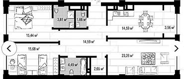 real sight: 3 комнаты, 100 м², Элитка, 10 этаж, ПСО (под самоотделку) — 3