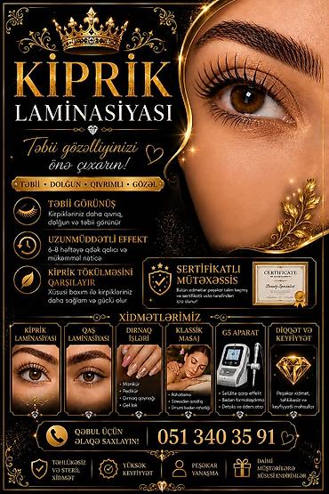 pedikur 2021: Xidmət: Kiprik Laminasiyası və Gözəllik Prosedurları Kiprik — 1