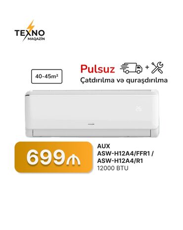 optimal kondisioner: Kondisioner AUX, 40-45 kv. m, Split sistem, Kredit yoxdur, Pulsuz quraşdırılma