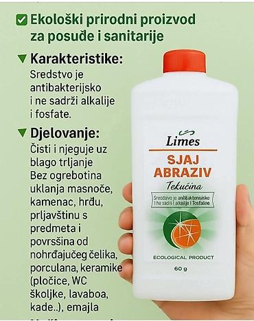 jeftino posuđe: Limes Sjaj Abraziv – tečno ekološko sredstvo za posuđe i sanitarije - — 1