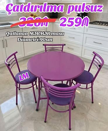90: Qatlanabilən mərmər masa dəsti Xüsusiyyətlər: - Masa variantları: - — 2