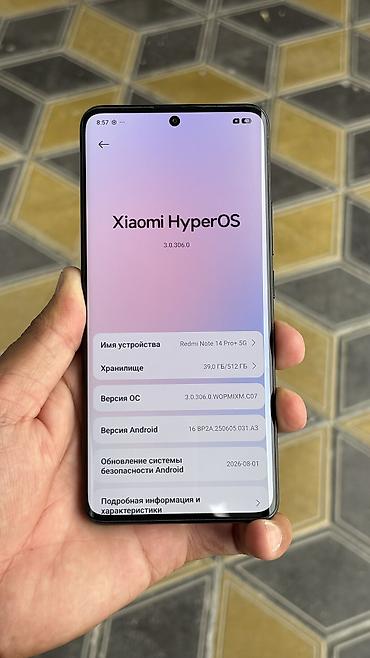 Уюлдук телефондор жана аксессуарлар: Redmi, Redmi Note 14 Pro Plus, Колдонулган, 512 ГБ, түсү - Кара, 1 SIM, 2 SIM — 5