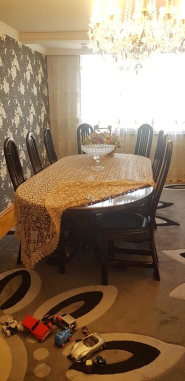 madeyra mebel stol stul: Qonaq otağı üçün, İşlənmiş, Açılmayan, Oval masa, 10 stul, Türkiyə