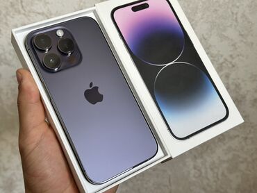 Apple iPhone: IPhone 14 Pro, Б/у, 256 ГБ, Deep Purple, Зарядное устройство, Защитное стекло, Чехол, 83 %