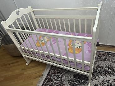 Beşiklər: Ağ rəngli taxta beşik - Material: bərk taxta, təhlükəsiz, zəhərsiz — 2