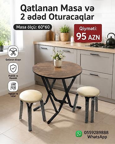 Masa və oturacaq dəstləri: Mətbəx üçün, Yeni, Qatlanan, Kvadrat masa -da lalafo.az — 11 Masa və oturacaq dəstləri: Mətbəx üçün, Yeni, Qatlanan, Kvadrat masa — 11