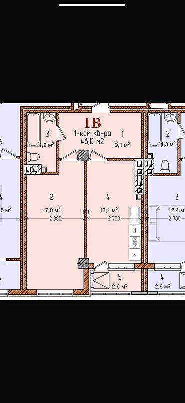 6 мкр квартиры: 1 комната, 46 м², Элитка, 7 этаж — 1