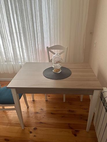 kontakt home metbex stolu: Mətbəx otağı üçün yemək masası - Masa: düzbucaqlı forma, ağ ayaqlar — 2