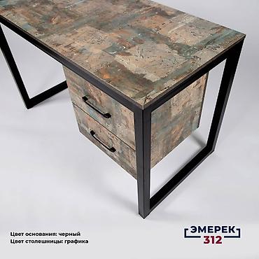 Офисные столы: Стол лофт с тумбой 120х60х75 графика — 2