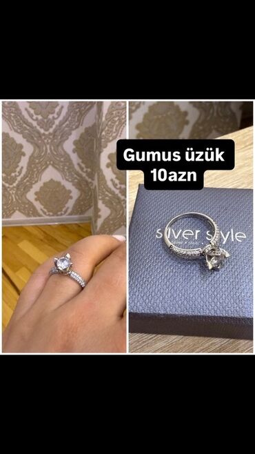 klassik qadin pencekleri: - Gümüş üzük – 10 AZN. “Silver Style” qutusunda. Kənarlarında xırda