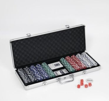 Покер в металлическом кейсе (карты 2 колоды, фишки 500 шт, без