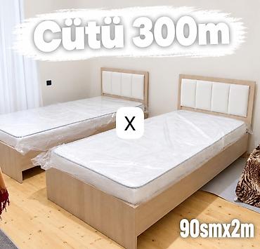 İkili tək nəfərlik çarpayı dəsti - Ölçü: 90 sm x 2 m (hər çarpayı) -