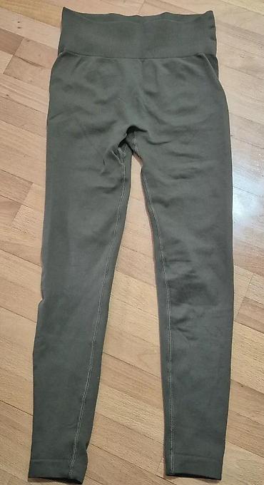 Helanke, biciklistički šortsevi: Ženske sportske helanke – visoki struk, maslinasto zelene - Kroj — 12