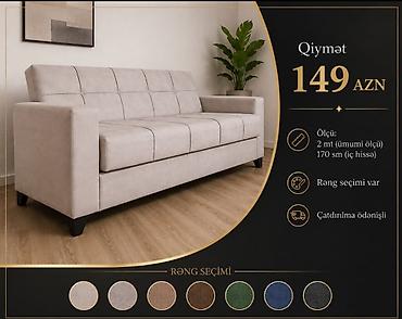 Məhsul: Yumşaq oturacaqlı 3 nəfərlik divan Xüsusiyyətlər: - Ölçü: 2 m lalafo.az -da Məhsul: Yumşaq oturacaqlı 3 nəfərlik divan Xüsusiyyətlər: - Ölçü: 2 m