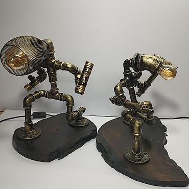 Декоративные настольные светильники: Настольные лампы в стиле стимпанк/лофт из металлических сантехнических — 18