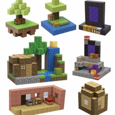 детские машынка: Кубики магнитные Minecraft 🔥 🧱 180 шт + 5 минифигурок- 1550 сом (в