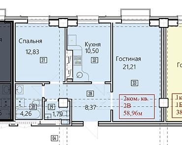 Продажа квартир: 2 комнаты, 59 м², Асанбай мкр Элитка, 4 этаж, ПСО (под самоотделку) — 3