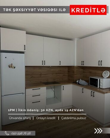 Sifarişlə mətbəx mebeli: Sifarişlə mətbəx dəsti, Özü çəkən petlələr, Sadə laminat, Kredit var, Pulsuz çatdırılma — 5