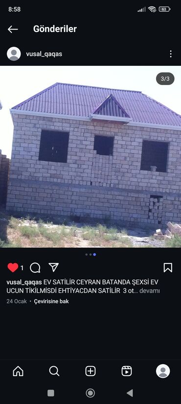 lalafo gence is elanlari: Satilir Sumqayitda 3otaq padvali var şexsi tikilidi tikilişi cox