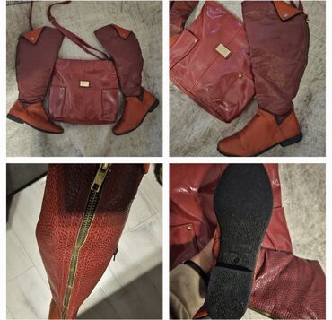 Kompleti: Komplet torba + obuća u crvenim tonovima. - Torba 1: crvena kožna — 2