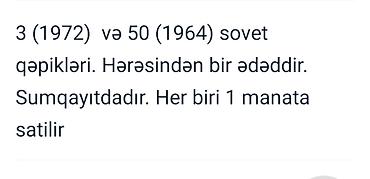 yeni 50 qepik: SSRİ dövrünə aid sikkələr dəsti. 2 ededdir. Her biri 1 man. Tərkibi — 5
