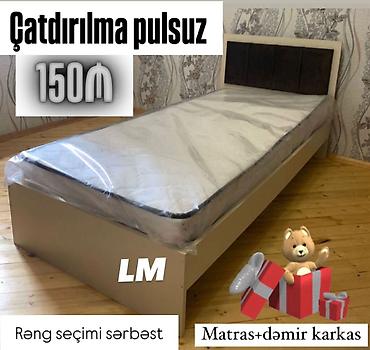 Tək nəfərlik çarpayı dəsti – Dəst: matras + dəmir karkas – Başlıq