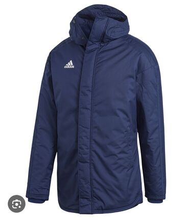 плащ дождовик: Мужская утеплённая куртка adidas (тёмно‑синяя) - Спортивный дизайн с