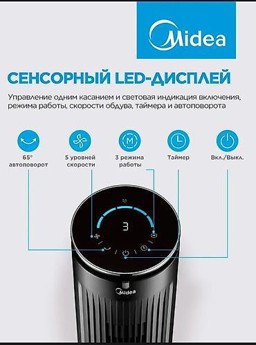 Вентиляторы: Напольный башенный вентилятор Midea - 3 режима работы: обычный — 5