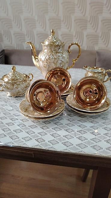 sud separatoru: Çay dəsti, rəng - Qızılı, Farfor — 1