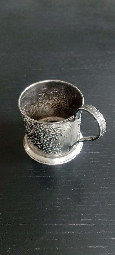 Qab-qacaq və mətbəx ləvazimatları: Sovet podstakanniki-üzüm.Gümüşü rəngdə metal fincanaltı/kupa tutacağı — 3