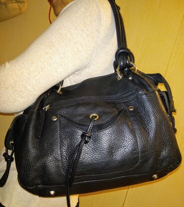 Torbe: Vera Pelle - crna torba od boks kože Italijanska crna torba, izrađena — 9