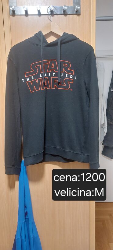 torbe sa cirkonima: Sweatshirt, M (EU 50), color - Black, With a hood