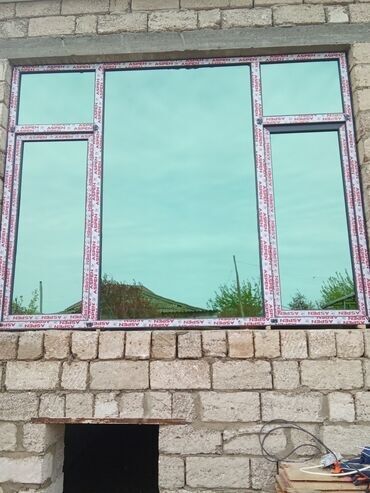 Plastik pəncərələr: Yeni İkiqat şüşə paketi Plastik pəncərə, Еni: 100 sm, Uzunluğu: 100 sm — 3