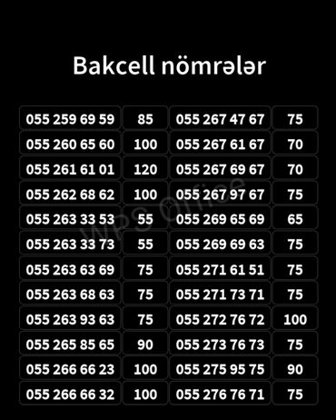 телефон fly od1: Bakcell nömrələri satılır. Siyahıda göstərilən nömrələr və qiymətlər