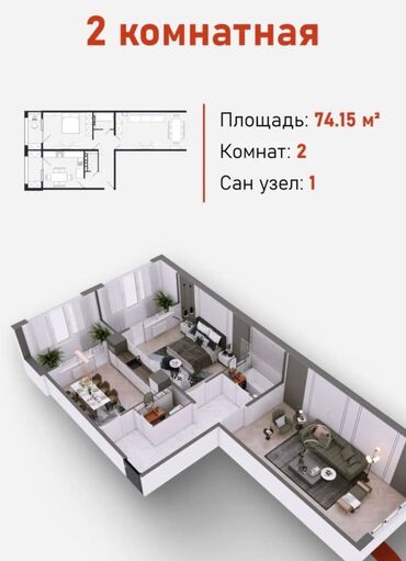 Продажа квартир: 2 комнаты, 74 м², 108 серия, 7 этаж, ПСО (под самоотделку)