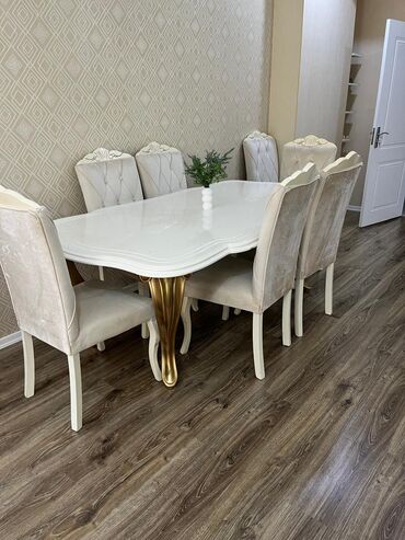 стеклянный стол на кухню купить: *ZB* *MASA DƏSTİ* Qiymət *440 AZN* masa açılmır 8 stul ünvan Panarama