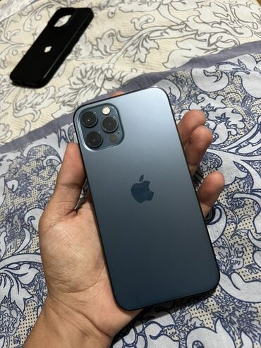 наушник телефон: IPhone 12 Pro, Колдонулган, 128 ГБ, Pacific Blue, Каптама, 74 %