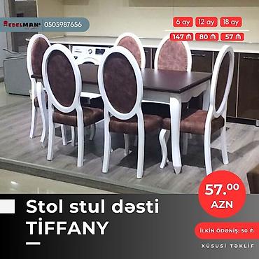 ay: Mətbəx üçün, Yeni, Açılan, Dördbucaq masa, 6 stul — 3