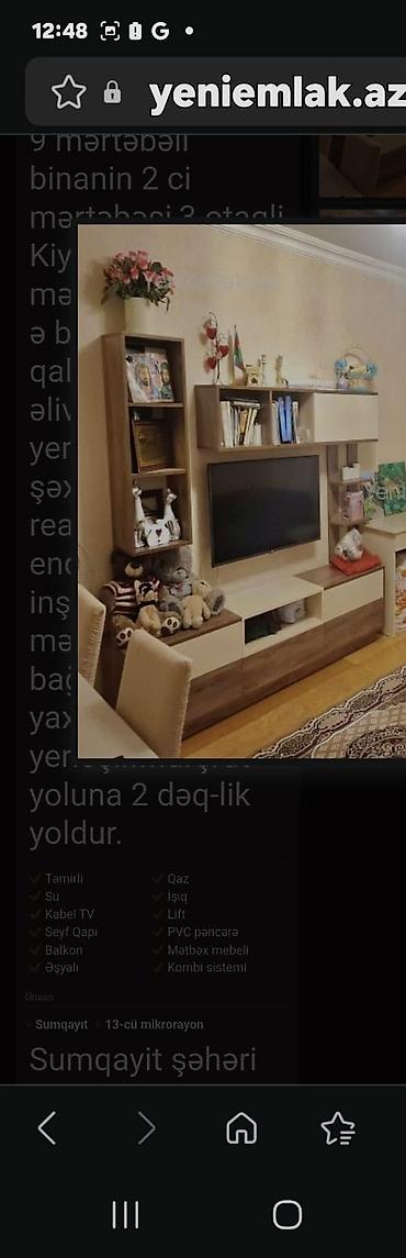 madera mebel: Qonaq otağı üçün modul TV stendi və divar rəfləri dəsti - Rəng: açıq — 1