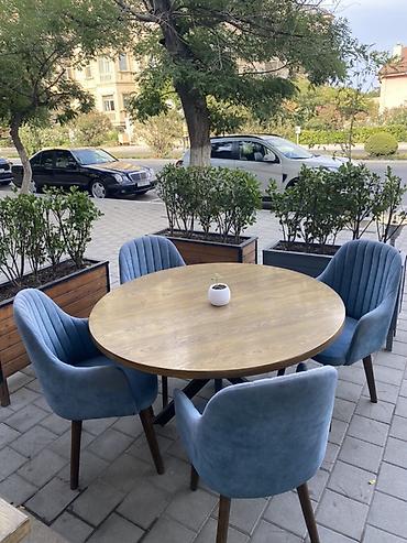 masa kafe: Dəyirmi yemək/qəhvə masası və 4 ədəd kreslo dəsti - Masa: dairəvi — 1