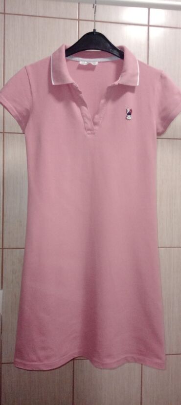 elegantna roze haljinica: M (EU 38), color - Pink, Oversize, Short sleeves