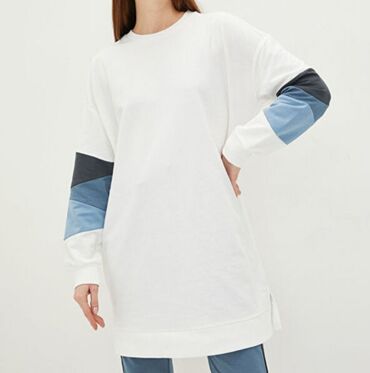 рубашка xl: Толстовка, Оверсайз, Удлиненная модель, цвет - Белый, XL (EU 42)