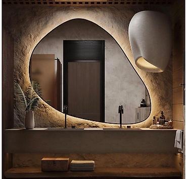 işıqlı güzgü: Güzgü Divar üçün, Oval, Dekorativ, Arxa işıqlı — 3