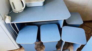 кухоный стул: Кухонный гарнитур, Стул, Стол, Уголок, цвет - Голубой, Б/у