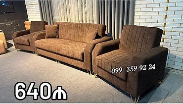 kabinet: 3 hissəli yumşaq mebel dəsti - Tərkib: 1 ədəd 3 nəfərlik divan + 2 — 1