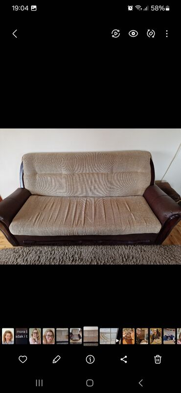 trosed na razvlacenje: Three-seat sofas, Textile, color - Brown, Used