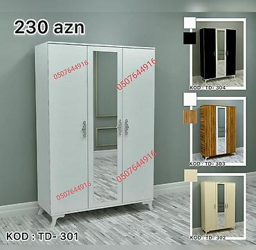 Paltar dolabları, qarderoblar: Yeni, 3 qapılı, Güzgülü, Ağ, Digər material, Açılan, Düz dolab — 1