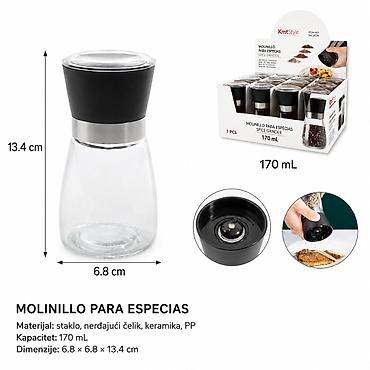 KMT Velika staklena 5412039 Mlin za začine kapaciteta 170 mL, idealan