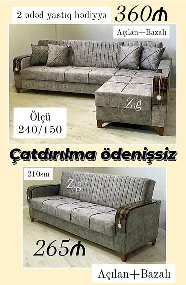 Divanlar: Açılan və bazalı divanlar 1) Künc divan - Ölçü: 240/150 sm - Açılan + — 1
